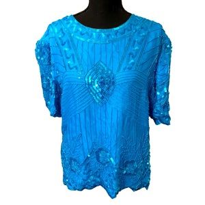 Vintage beaded and sequins silk shirt